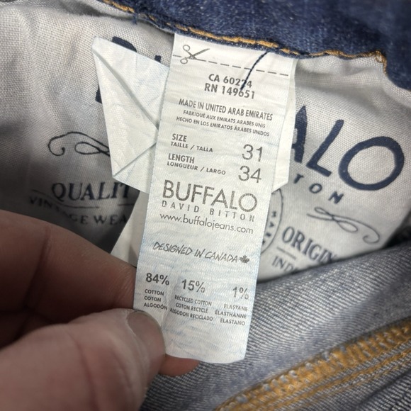 Buffalo David Bitton Relaxed Tapered / Ben Denim Blue Jeans Mens 31x34 - Picture 7 of 9